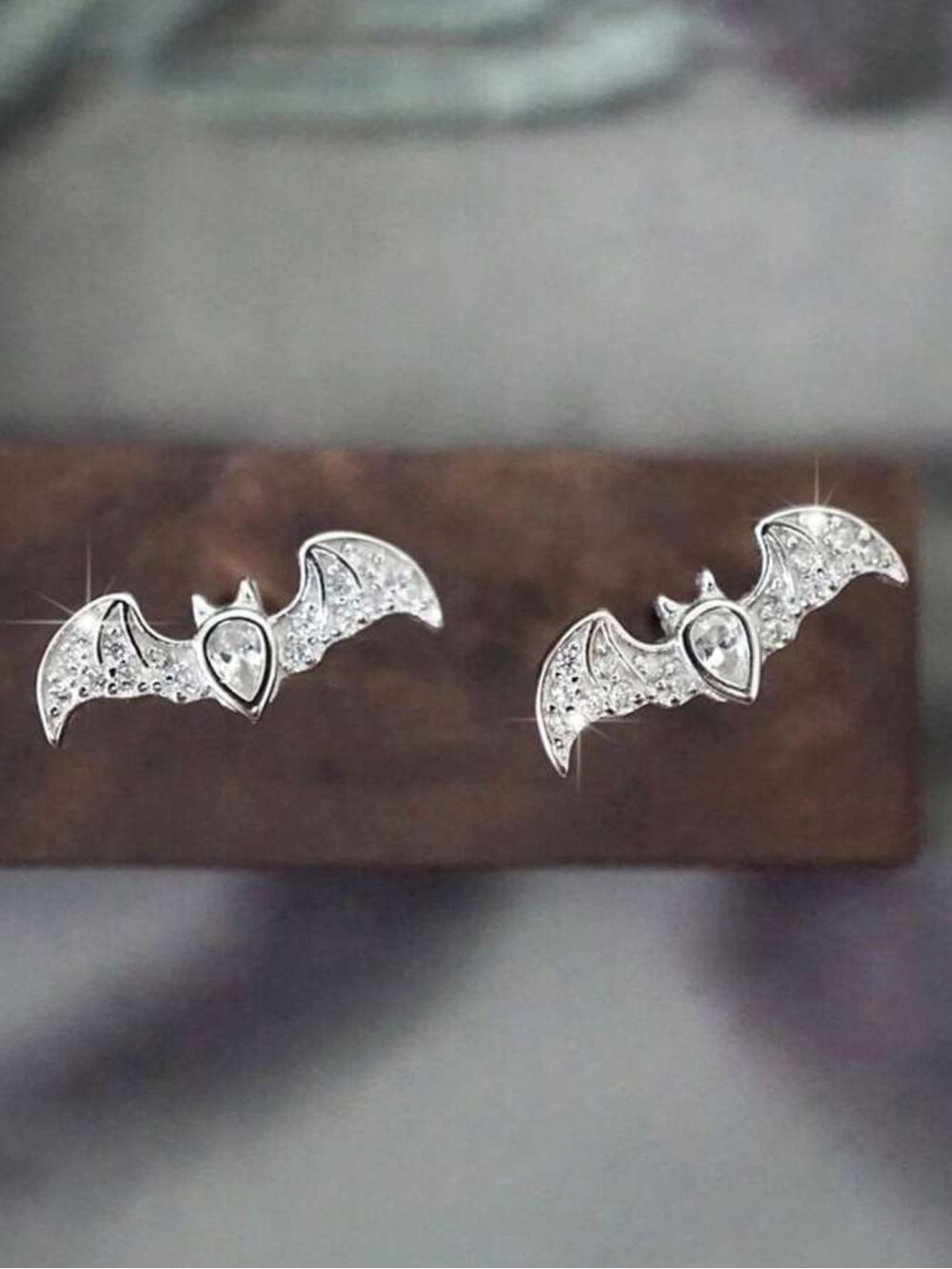 Bat Halloween Cubic Zirconia Stud Earrings